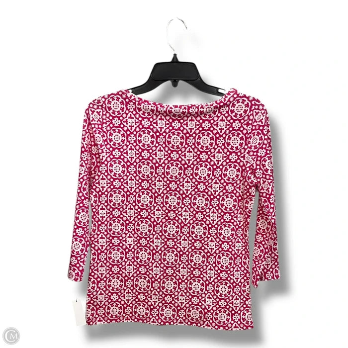 Top Long Sleeve By Talbots In Pink & White, Size: Sp