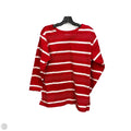 Top Long Sleeve By Talbots In Red & White, Size: M