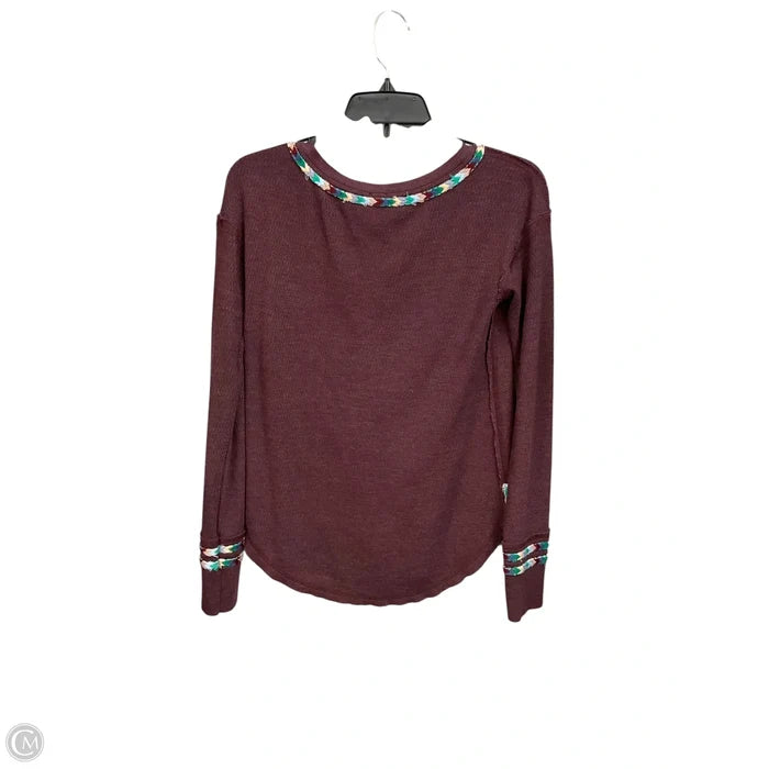 Top Long Sleeve By We The Free In Maroon, Size: Xs