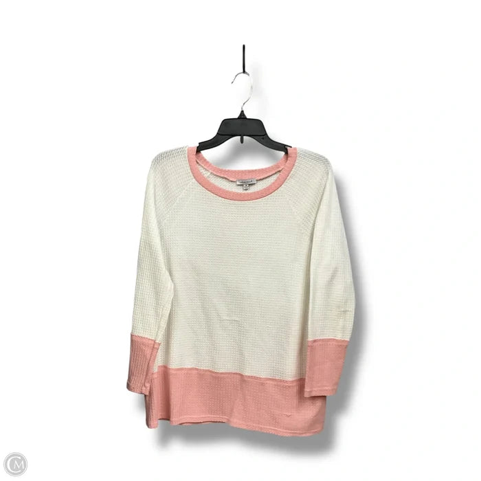 Top Long Sleeve By White Birch In Pink & White, Size: M