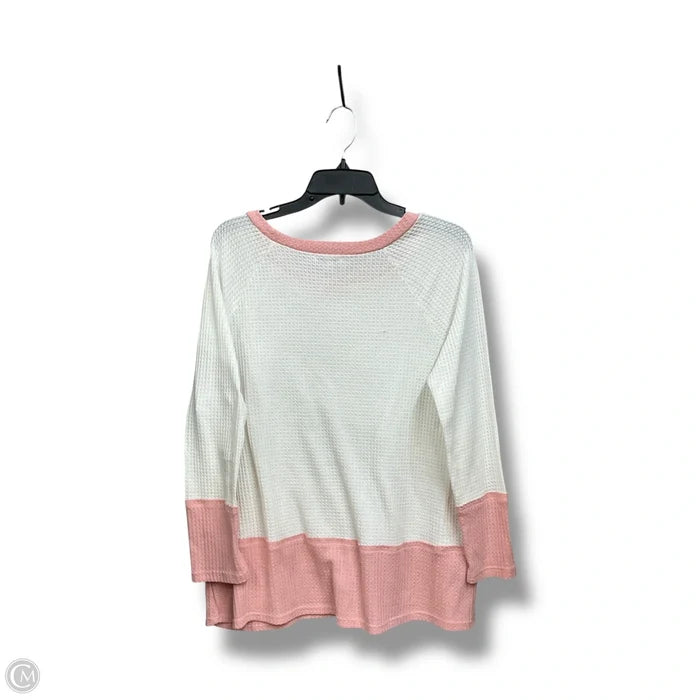 Top Long Sleeve By White Birch In Pink & White, Size: M