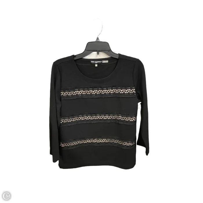 Top Long Sleeve Designer By Karl Lagerfeld In Black, Size: S