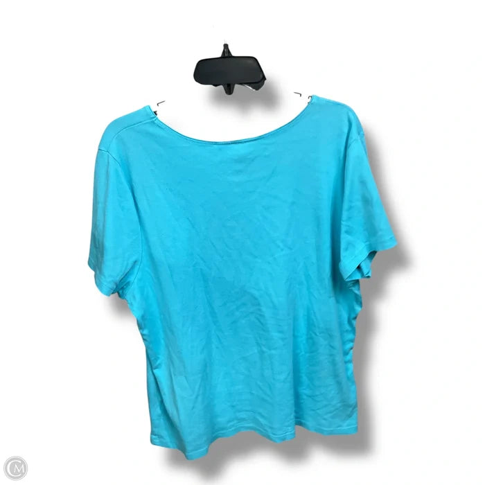 Top Short Sleeve Basic By Karen Scott In Aqua, Size: Xxl