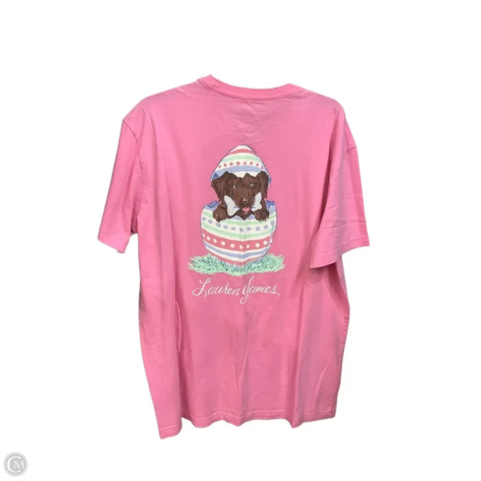 Top Short Sleeve Basic By Lauren James In Pink, Size: L