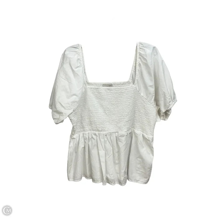 Top Short Sleeve Basic By Loft In White, Size: Xxl