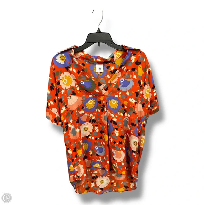 Top Short Sleeve By Cabi In Floral Print, Size: M