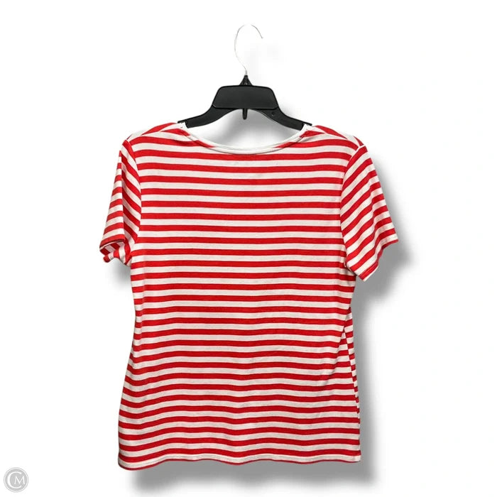 Top Short Sleeve By Croft And Barrow In Striped Pattern, Size: M