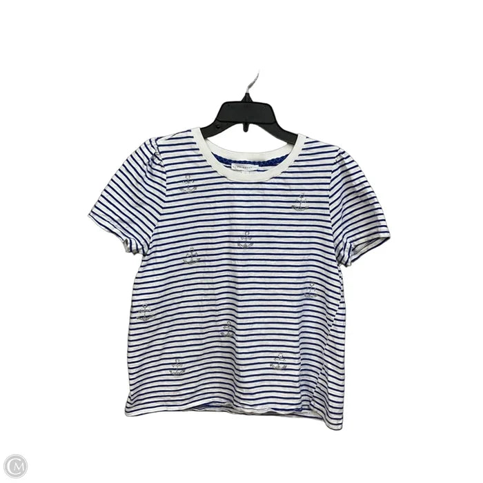Top Short Sleeve By Jane And Delancey In Blue & White, Size: L