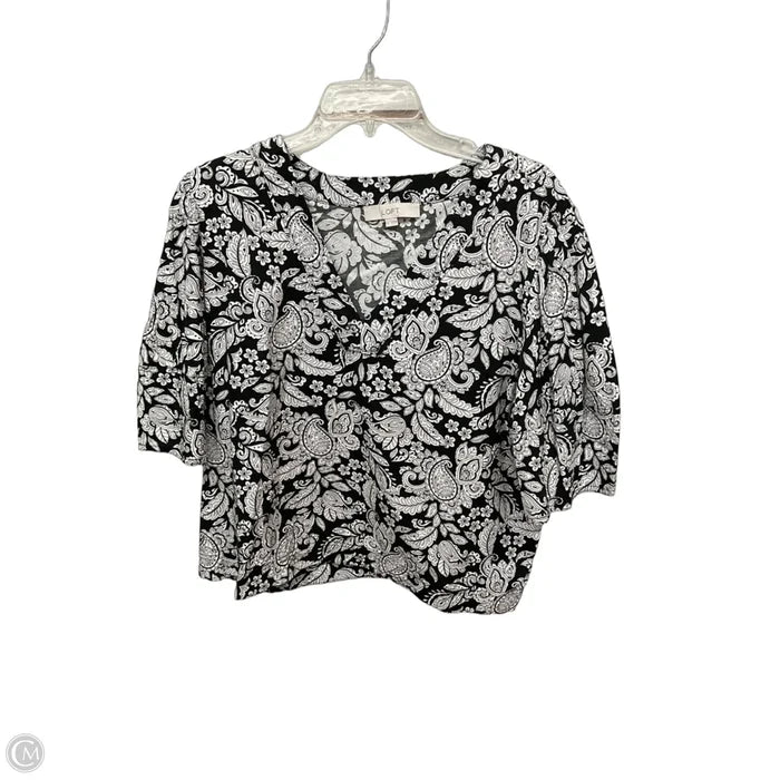 Top Short Sleeve By Loft In Black & White, Size: Xl