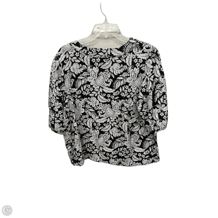 Top Short Sleeve By Loft In Black & White, Size: Xl