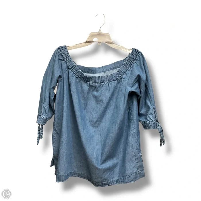Top Short Sleeve By Loft In Blue Denim, Size: S