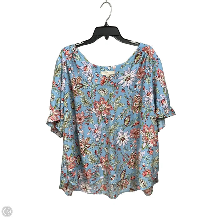Top Short Sleeve By Loft In Floral Print, Size: 3x