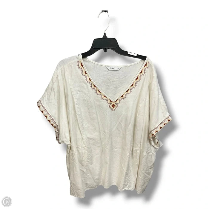 Top Short Sleeve By Sonoma In White, Size: 3x