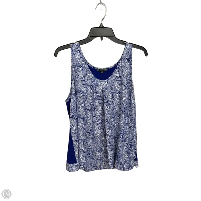 Top Sleeveless By Adrianna Papell In Blue & White, Size: L