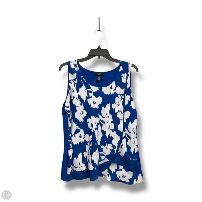 Top Sleeveless By Alfani In Blue & White, Size: Lp