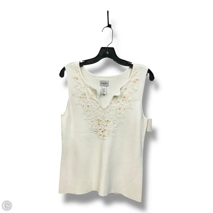 Top Sleeveless By Chicos In Cream, Size: L
