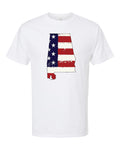 USA Flag State Alabama White Short Sleeve