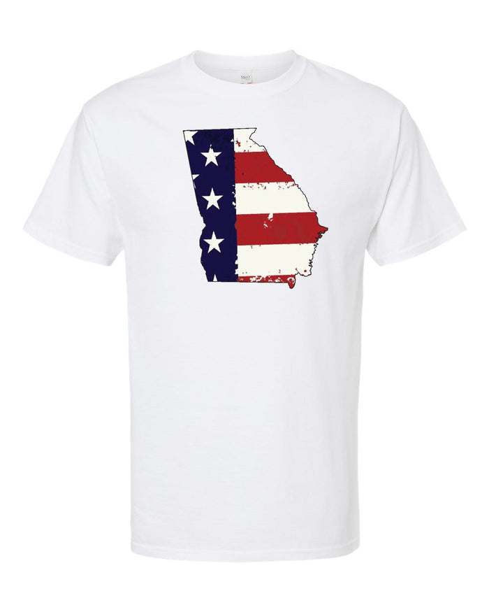 USA Flag State Georgia White Short Sleeve