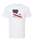 USA Flag State Louisiana White Short Sleeve