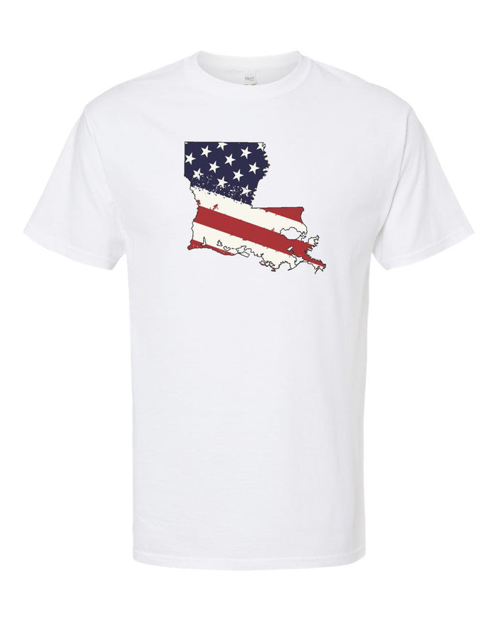 USA Flag State Louisiana White Short Sleeve