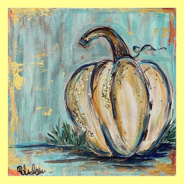 White Pumpkin Teal Pillow Swap