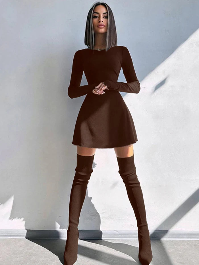Women's Sexy Club Long Sleeve Mini Bodycon Dress Suitable For Nightclub, Family Party, Vacation, Leisure - Chrissy's Eye