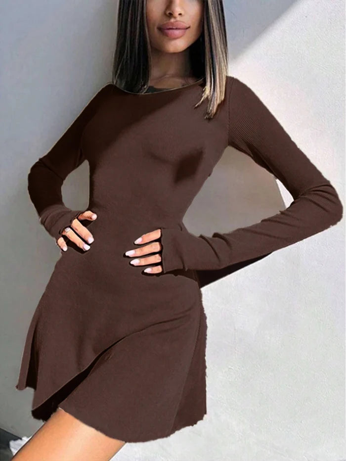 Women's Sexy Club Long Sleeve Mini Bodycon Dress Suitable For Nightclub, Family Party, Vacation, Leisure - Chrissy's Eye