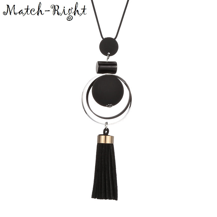 Wood Beads Sweater Necklace - 64 Corp